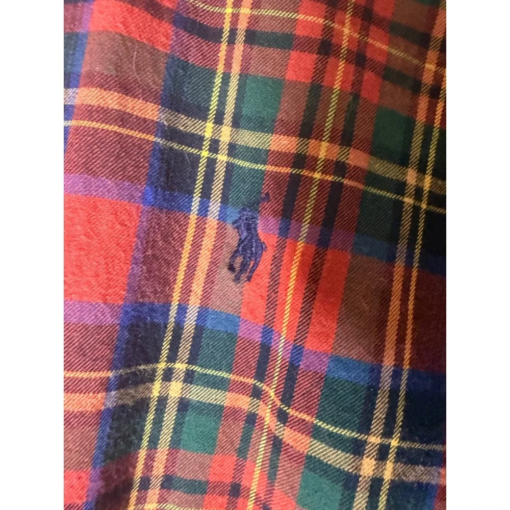 Polo Ralph Lauren Blake Shirt Mens Large Red Green Plaid Cotton Button Down L